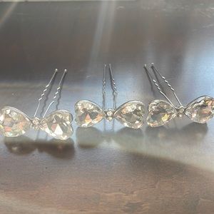 Bow tie rhinestone hair pin (3 total)